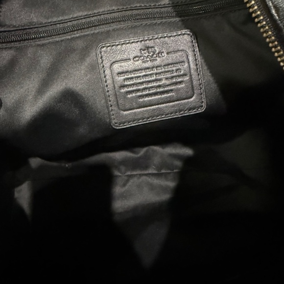 Coach 12 x 12.5 x 5.5 Black Charcoal Wool Leather Zip Top Satchel Purse unisex - Picture 14 of 16
